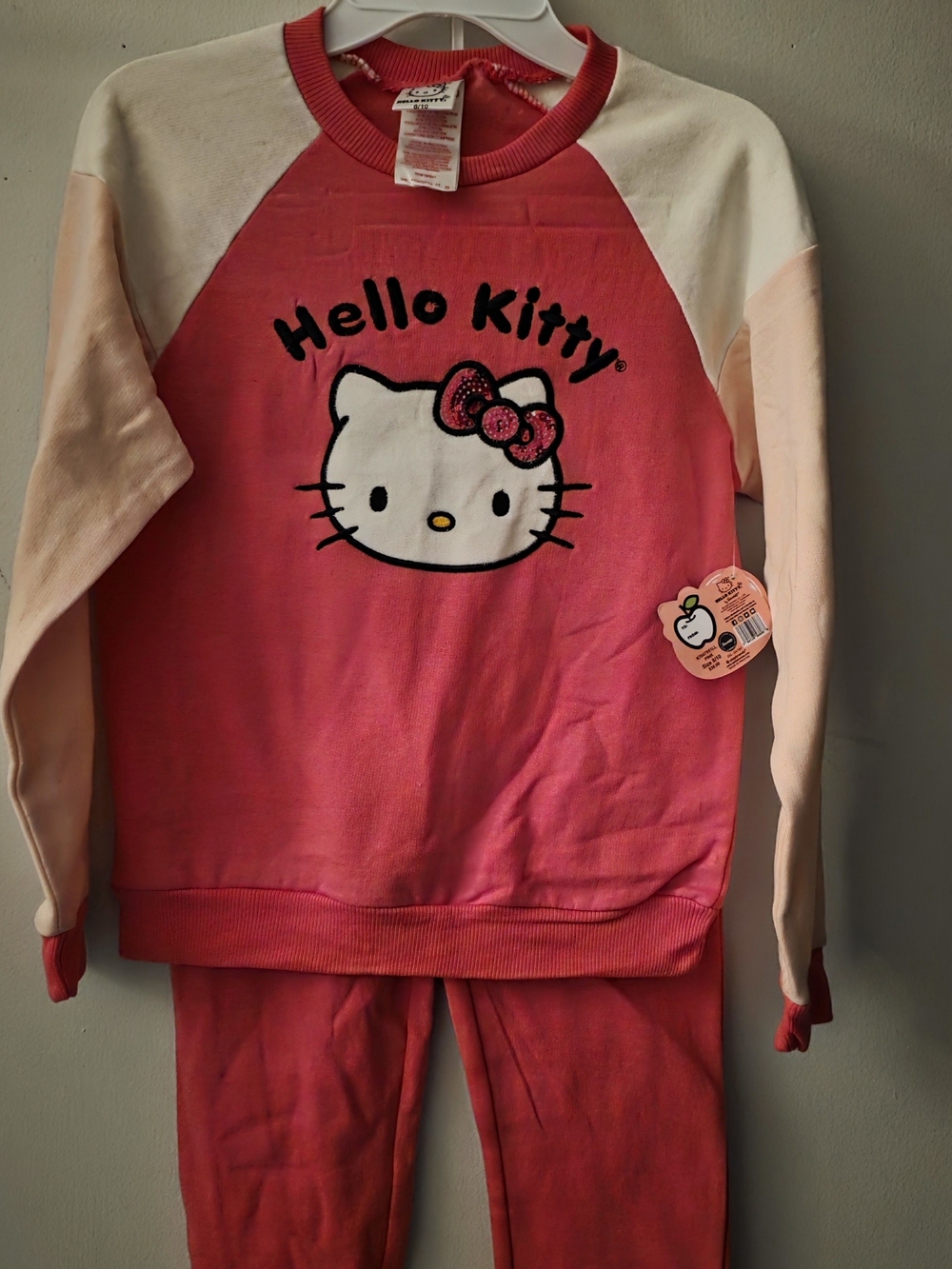 Sanrio Hello Kitty Pink and Cream Raglan Sweatshirt Set Size 8/10